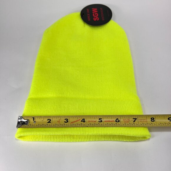 SGW Beanie Skull Hat Ski High Vis Green Knit Winter Workwear Outdoor Mens - Picture 11 of 12